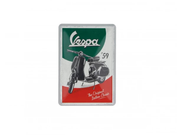 -Postal de hojalata Vespa El clásico italiano