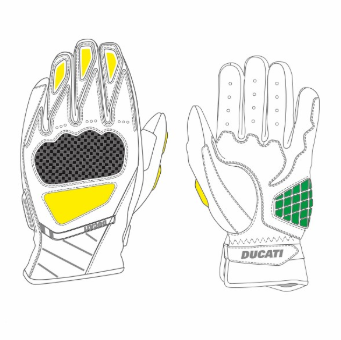 -Guantes de piel-tejido Ducati Sport C3 blanco-rojo